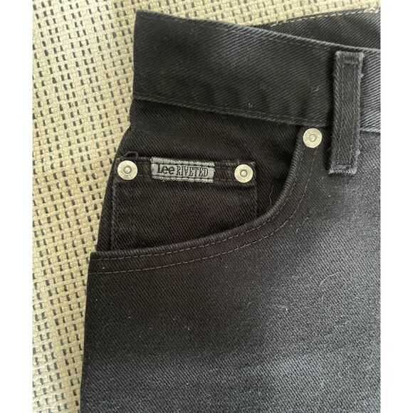 Vintage Lee Riveted Straight Jeans Womens Size 8 Black USA Made 100% Cotton 30In - Picture 6 of 7
